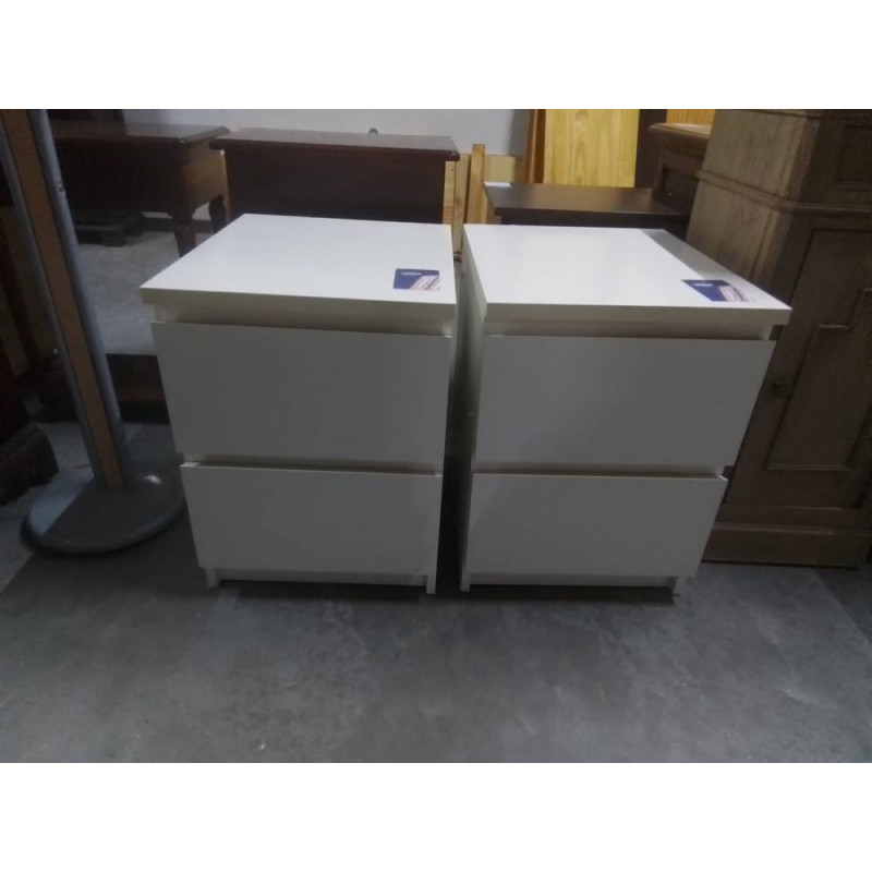 CHEVET 2 TIROIRS IKEA MALM BLANC LA PAIRE 