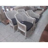 SERIE DE 4 FAUTEUILS BLANCS ASSISE TISSU 