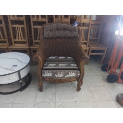 FAUTEUIL ROTIN ET TISSU 