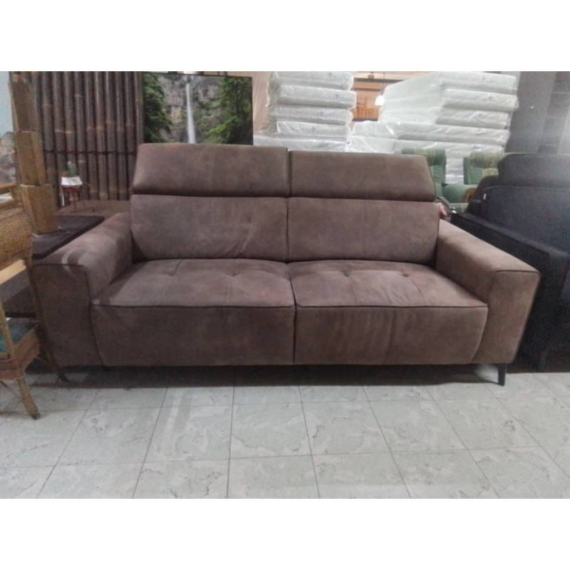 CANAPE 2 PLACES XOON TISSU BRUN TETIERES REGLABLES