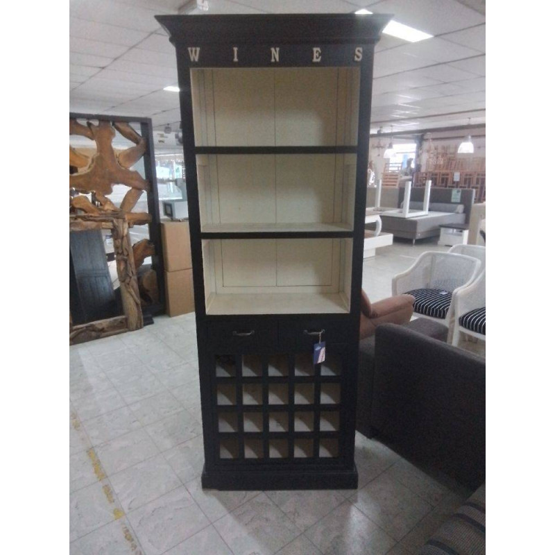 ÉTAGÈRE MODERNE NOIRE ET BLANCHE  WINES 2 TIROIRS 87X39X214