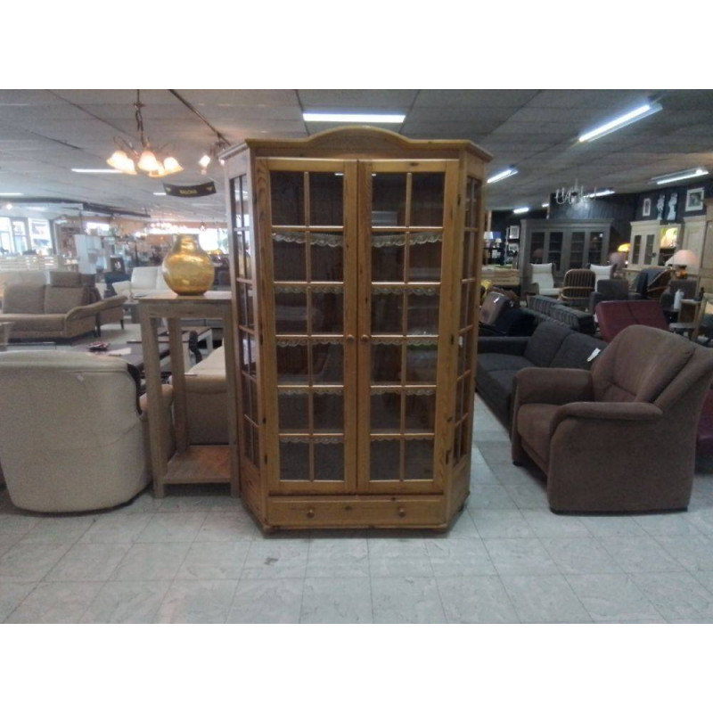 VITRINE 2 PORTES EN PIN 140X40X200