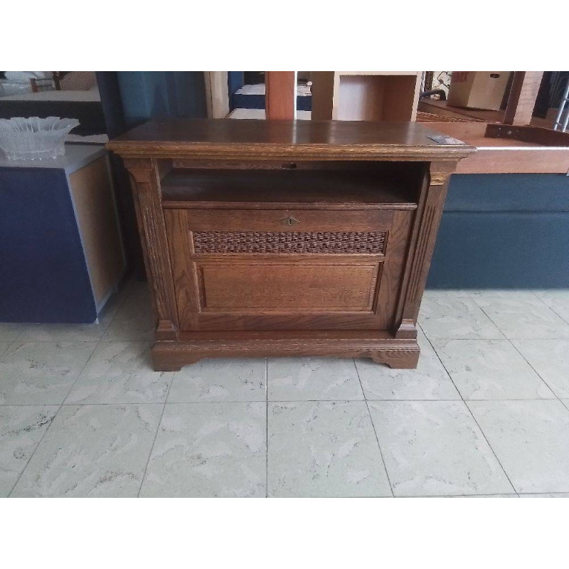 MEUBLE TELE BAS 1 ABATTANT PLACAGE CHENE 90X45X72