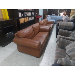 SALON 3+2 SIMILI CUIR BRUN 