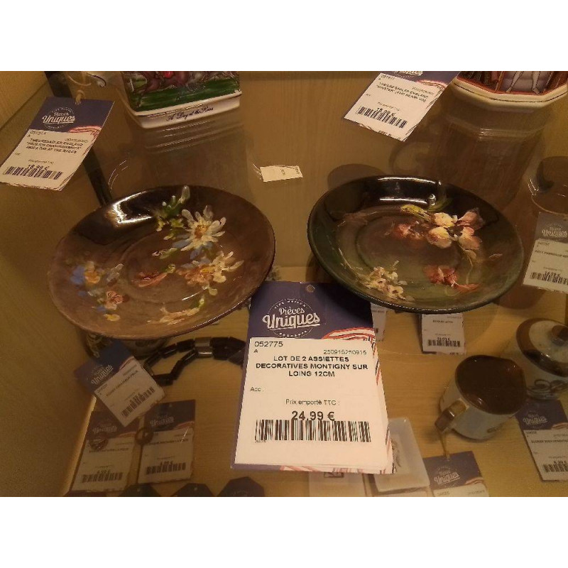 LOT DE 2 ASSIETTES DECORATIVES MONTIGNY SUR LOING 12CM