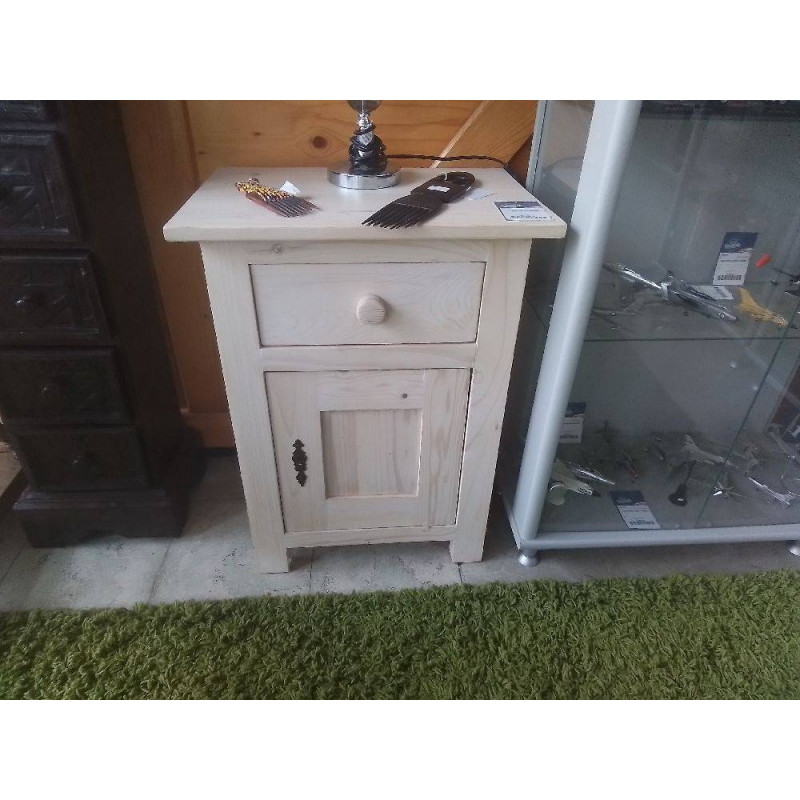 CHEVET EN PIN CERUSE 