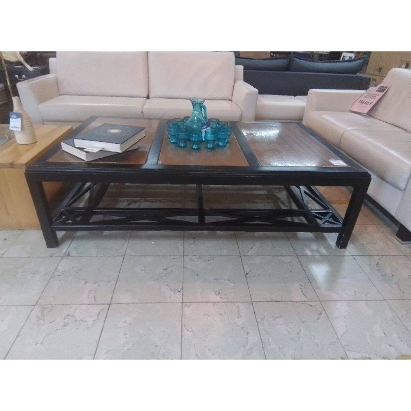 TABLE DE SALON NOIRE & DORE 160X100