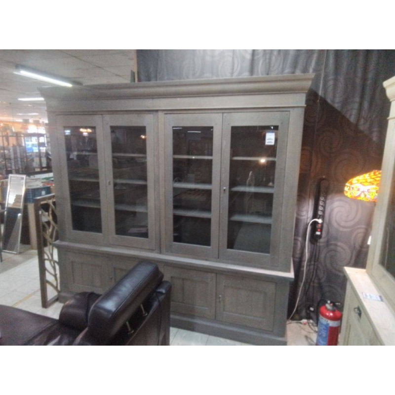 VAISSELIER 2 CORPS VITRE 8 PORTES GRIS JB 