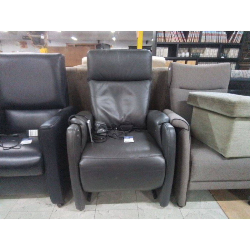 FAUTEUIL RELAX ELECTRIQUE CUIR GRIS FONCE