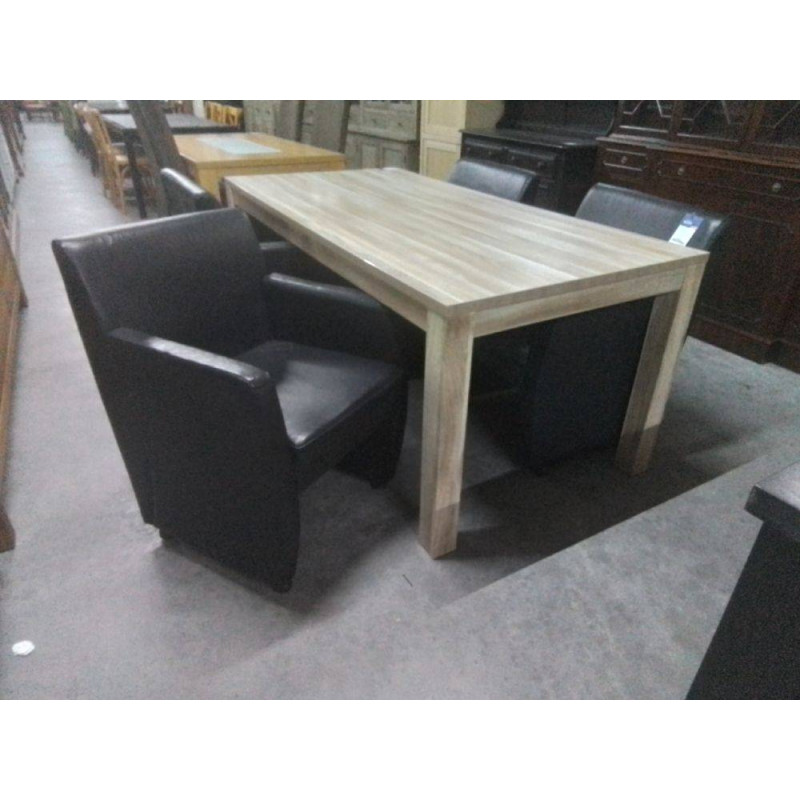 SERIE DE 4 FAUTEUILS SUR ROULETTES SIMILI CUIR NOIR 