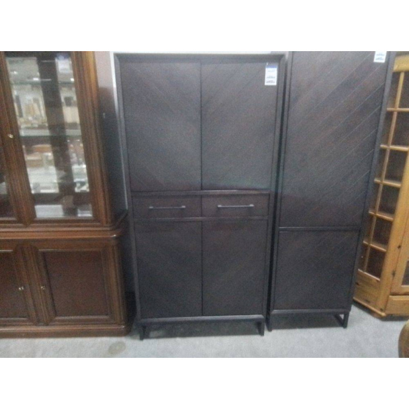 MEUBLE BAR HAUT FONCE 4 PORTES 2 TIROIRS 90X45X186