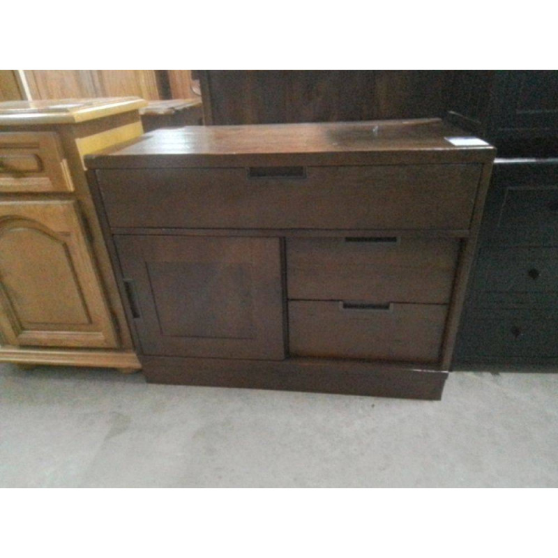 MEUBLE BAS BOIS EXOTIQUE FONCE 