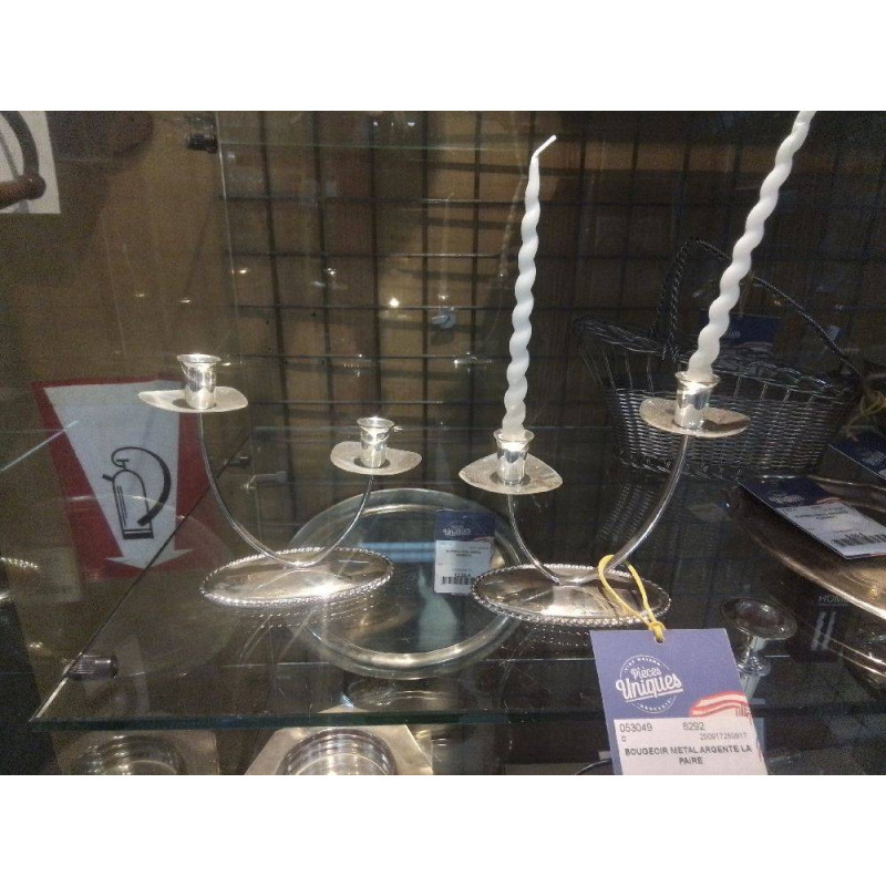 BOUGEOIR METAL ARGENTE LA PAIRE