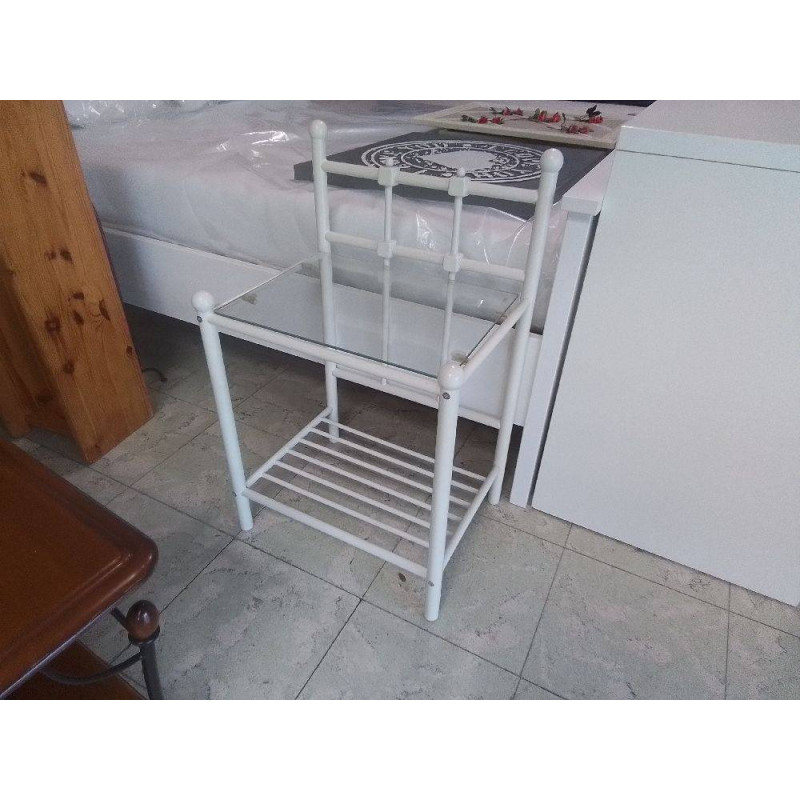 TABLE DE NUIT METAL ET VERRE