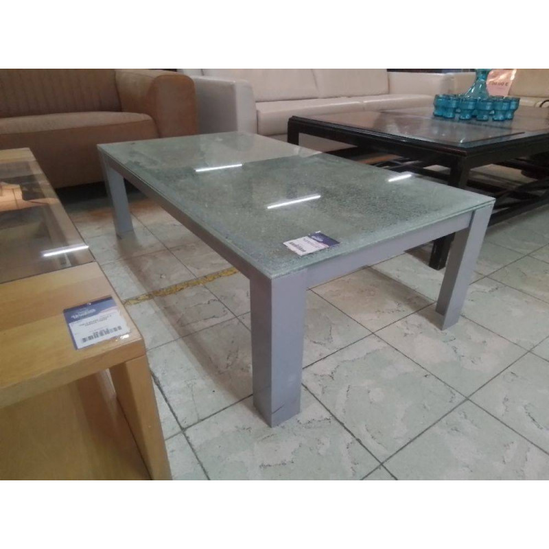 TABLE BASSE MÉTAL & VERRE BRISÉ RECTANGULAIRE