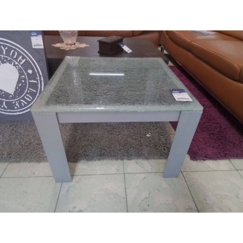 TABLE BASSE MÉTAL ET VERRE BRISÉ CARRÉE