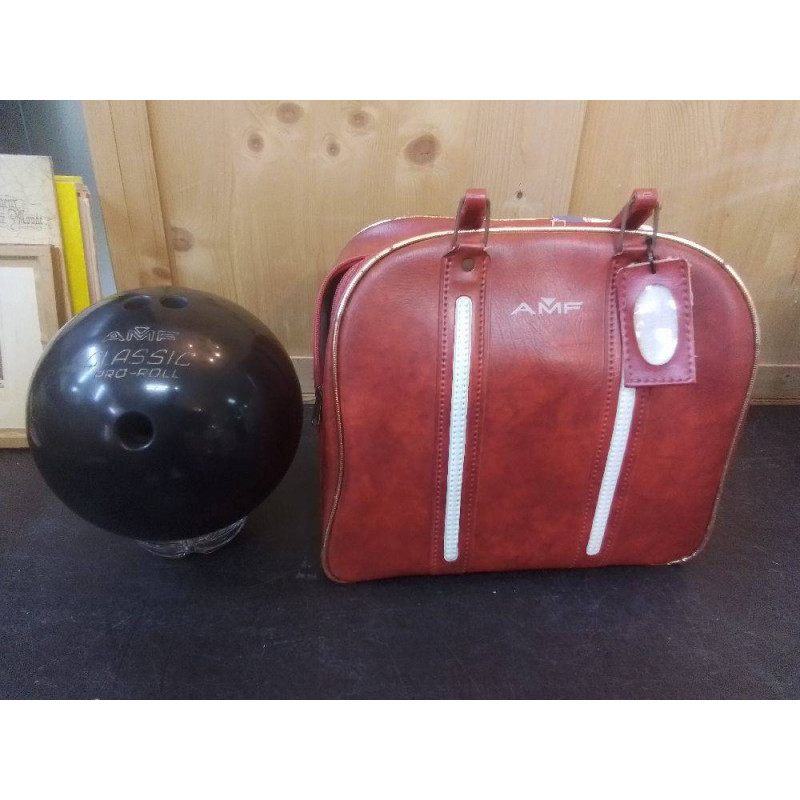 BOULE DE BOWLING AMF AVEC SAC ET CHAUSSURES VINTAGE