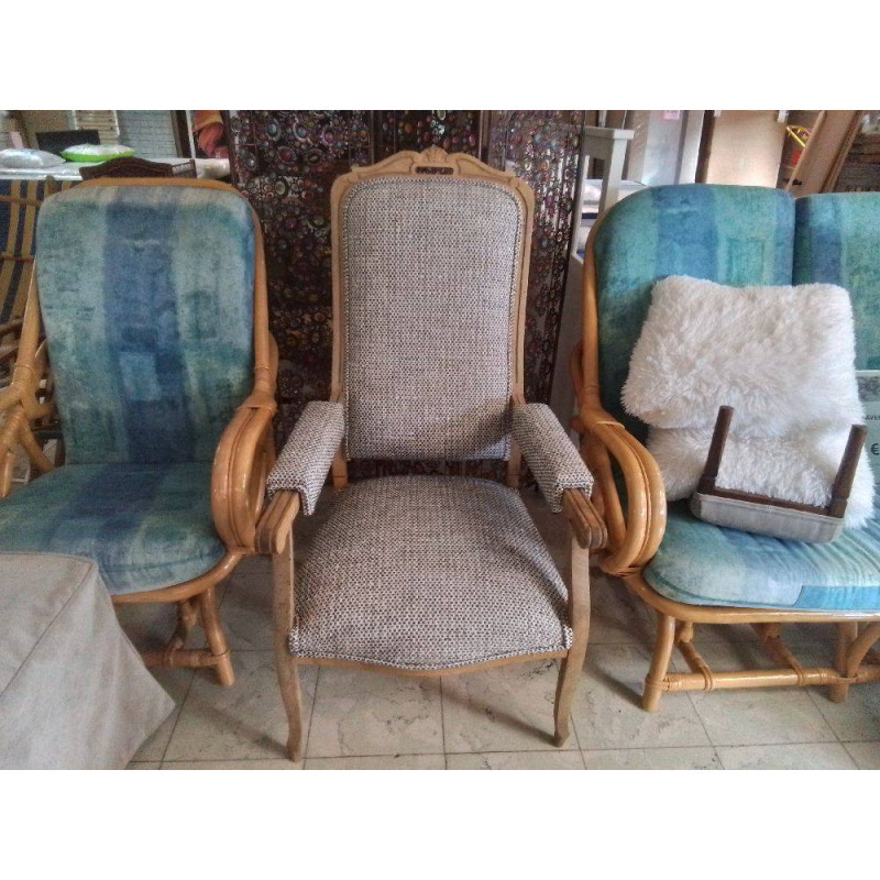 VOLTAIRE BOIS BRUT TISSU GRIS 