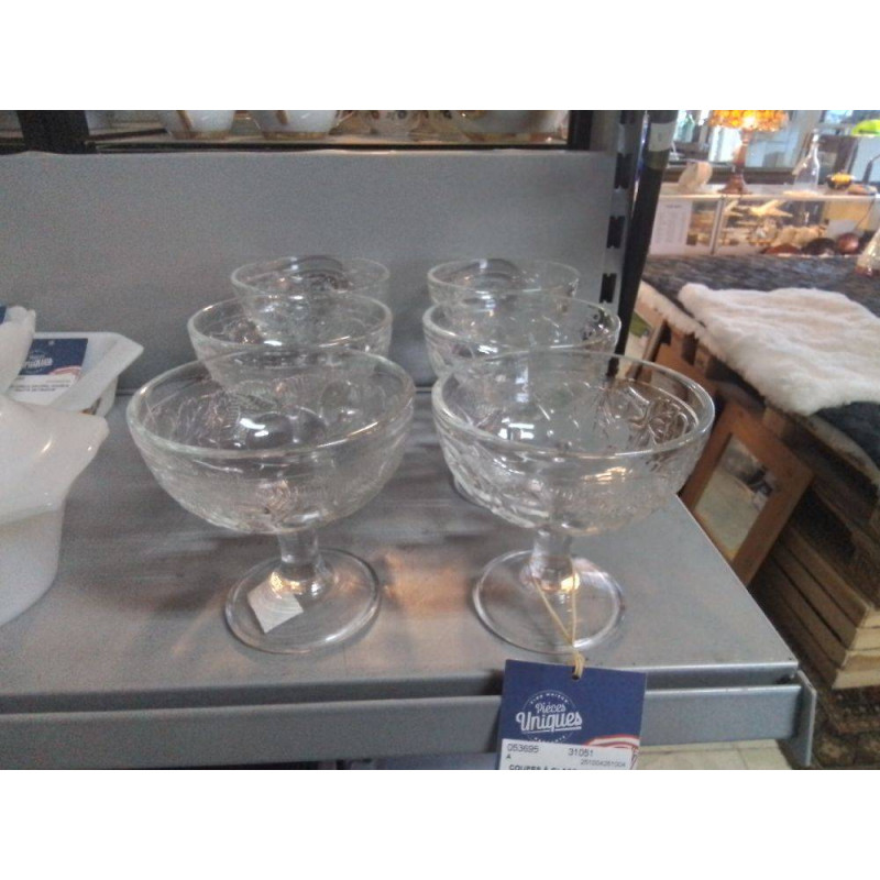 COUPES À GLACE VERRE LOT DE 6