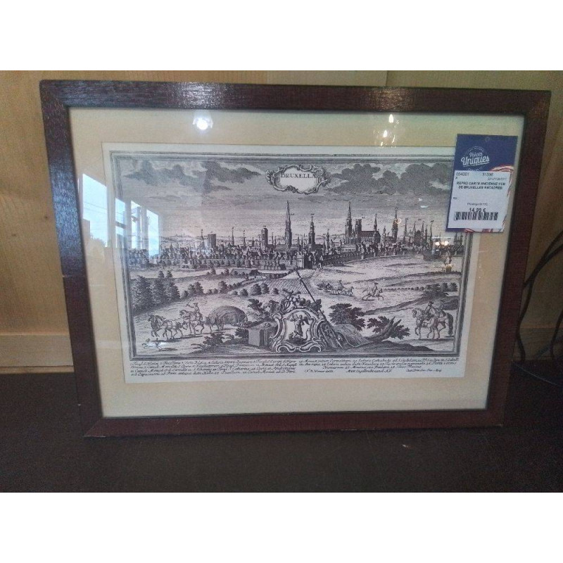 REPRO CARTE ANCIENNE VUE DE BRUXELLES ENCADREE