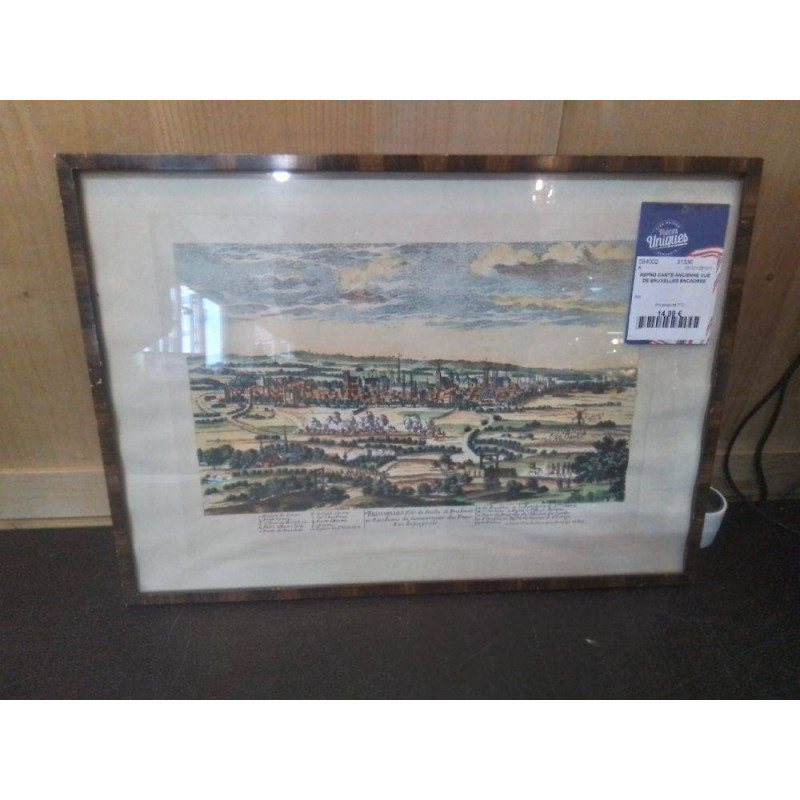 REPRO CARTE ANCIENNE VUE DE BRUXELLES ENCADREE