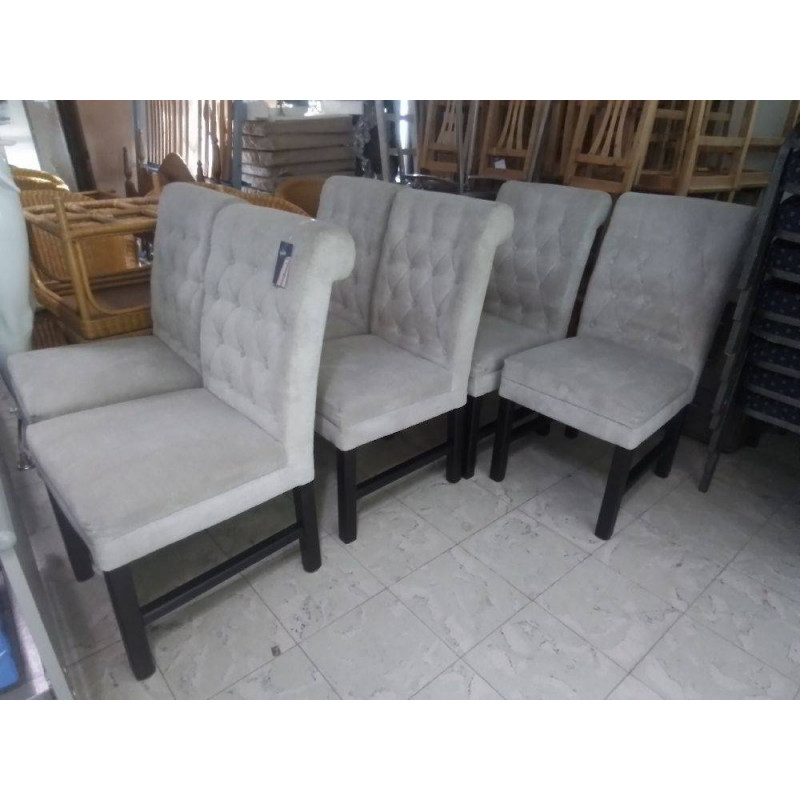 SERIE DE 6 CHAISES TISSU GRIS