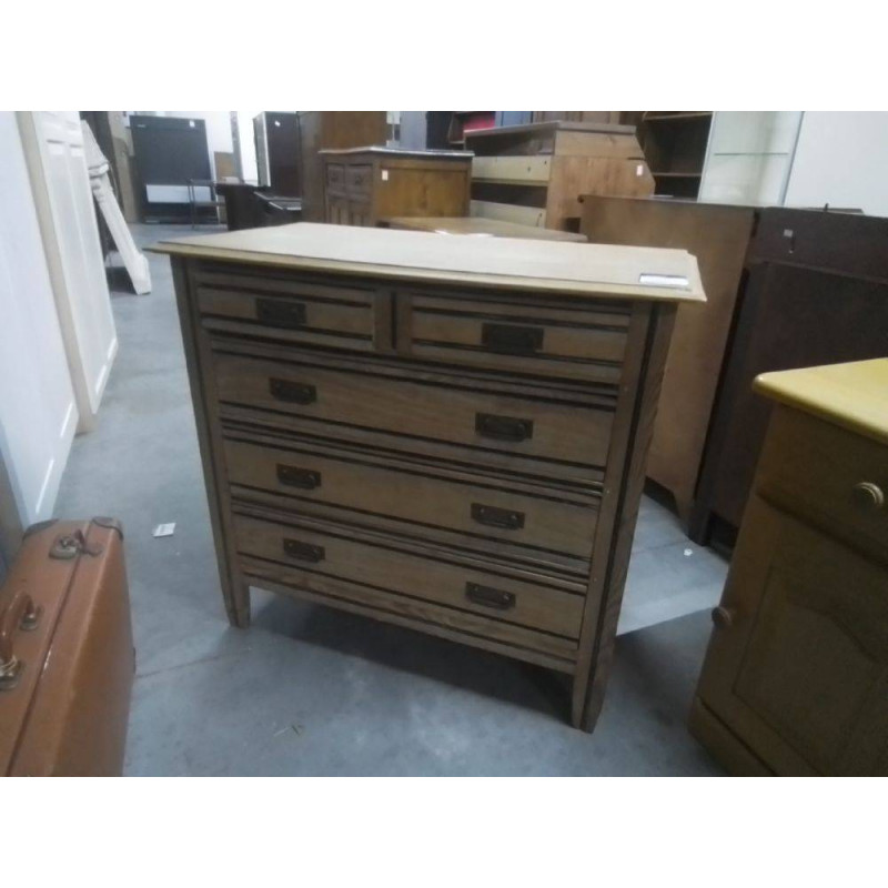 COMMODE PITCHPIN & PEUPLIER DÉCAPÉE 4 TIROIRS