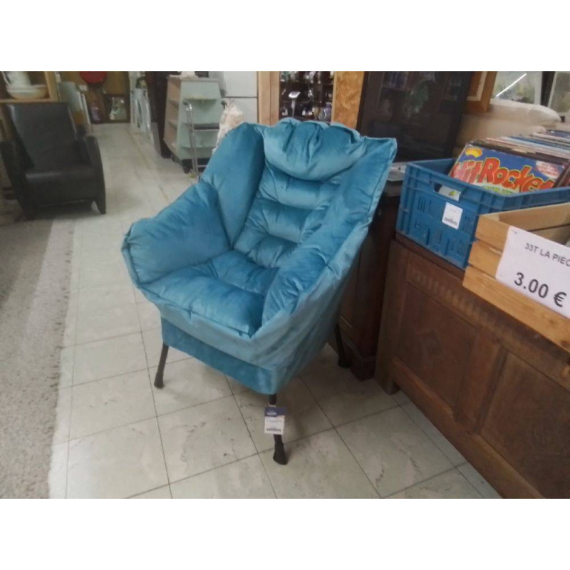 FAUTEUIL TISSU MICROFIBRE BLEU CLAIR