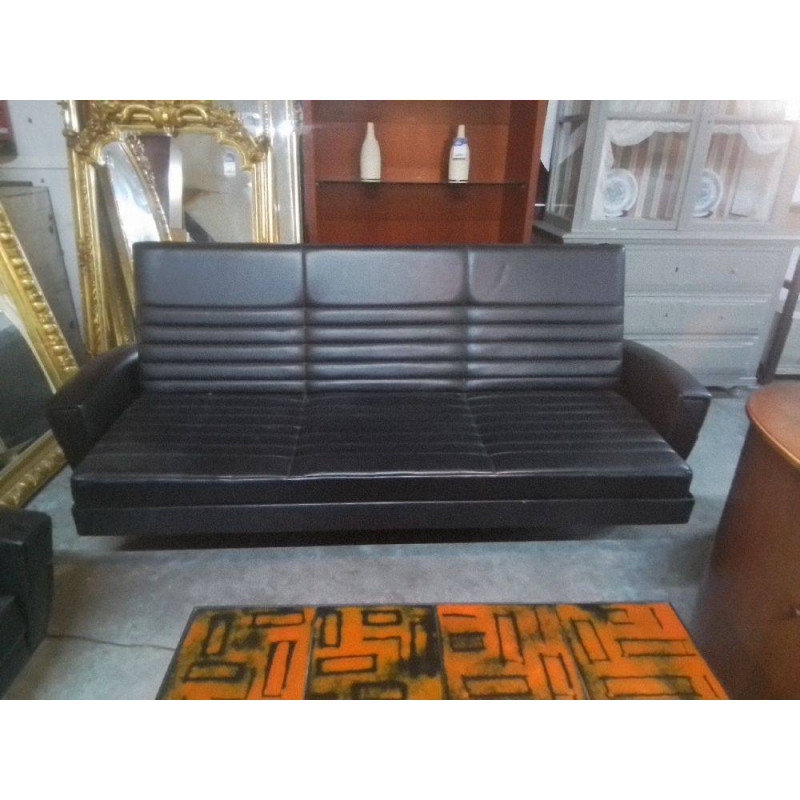 CANAPE CONVERTIBLE SKAI NOIR 1969