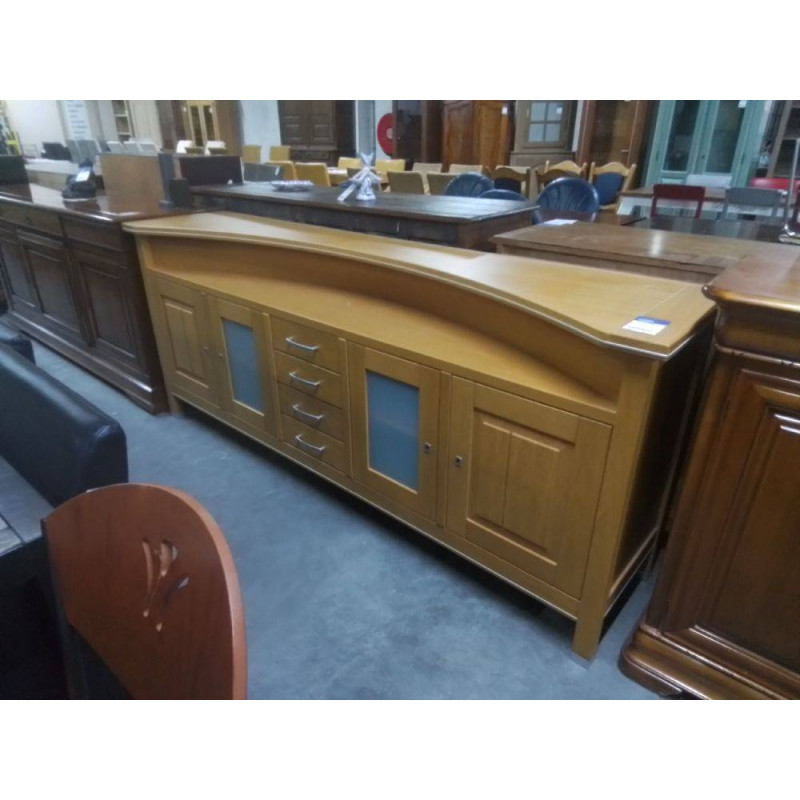 DRESSOIR PLACAGE BOIS CLAIR 4 PORTES 4 TIROIRS