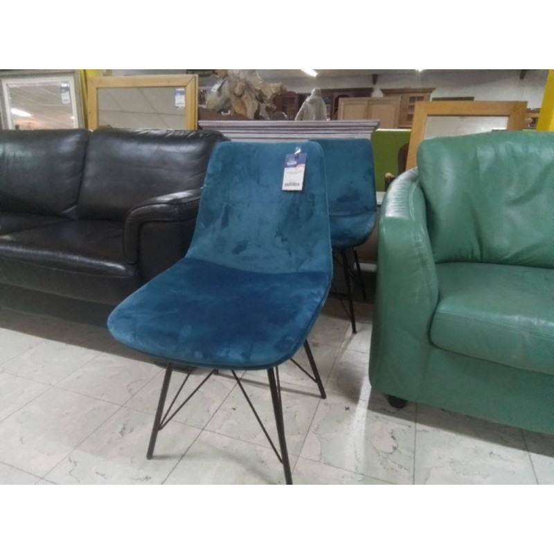 CHAISES TISSU MICROFIBRE BLEU LA PAIRE
