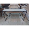 CONSOLE METAL DESSUS VERRE BLANC