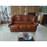 SALON CLASSIQUE CUIR BRUN & BOISERIE 3+1+1