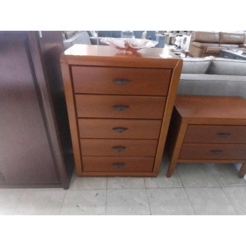 COMMODE PLACAGE MERISIER 5 TIROIRS