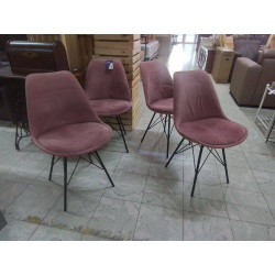 SERIE DE 4 CHAISES TISSU ROSE 