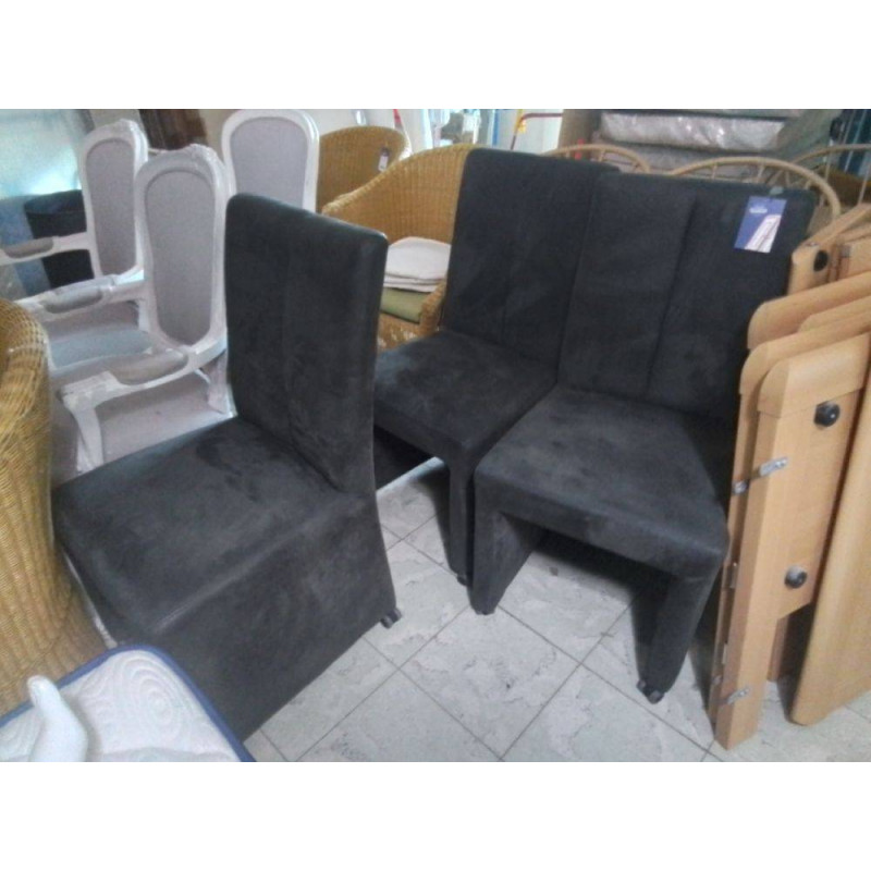 SERIE DE 4 CHAISES TISSU GRIS FONCE 