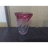 VASE CRISTAL MOULE BLANC ET ROSE VAL SAINT LAMBERT