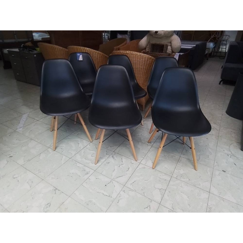 SERIE DE 6 CHAISES COQUE NOIRE