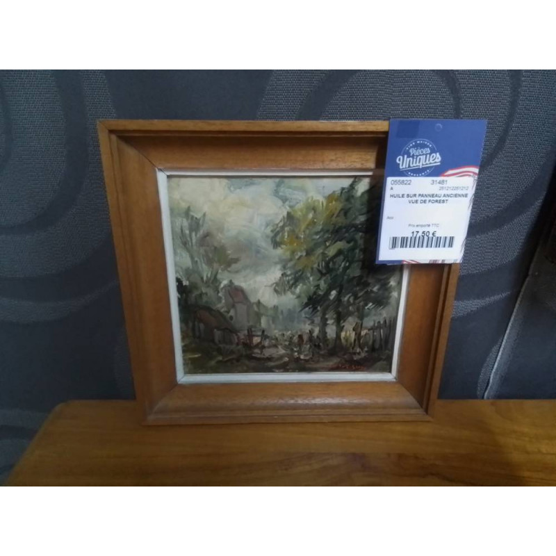 HUILE SUR PANNEAU ANCIENNE VUE DE FOREST