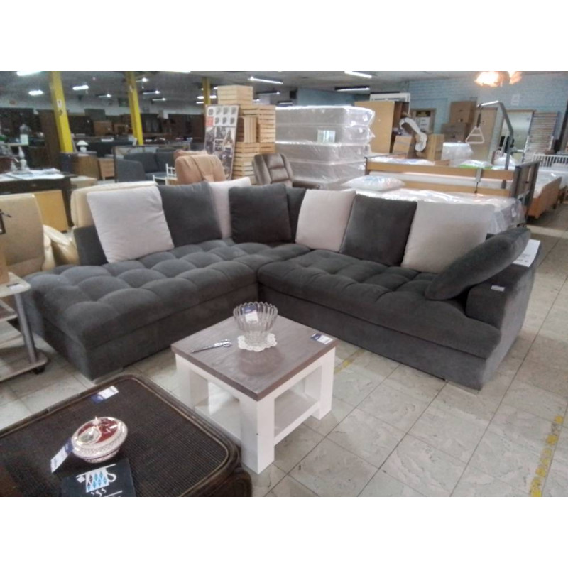 SALON D ANGLE TISSU GRIS