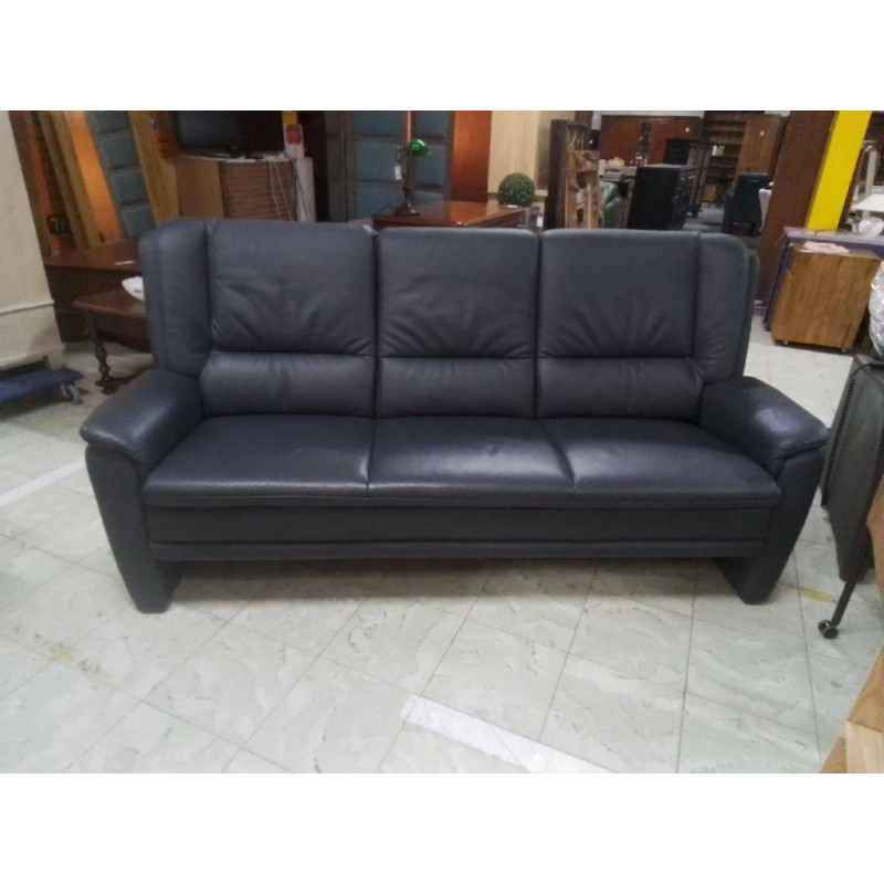 CANAPE 3 PLACES CUIR BLEU 