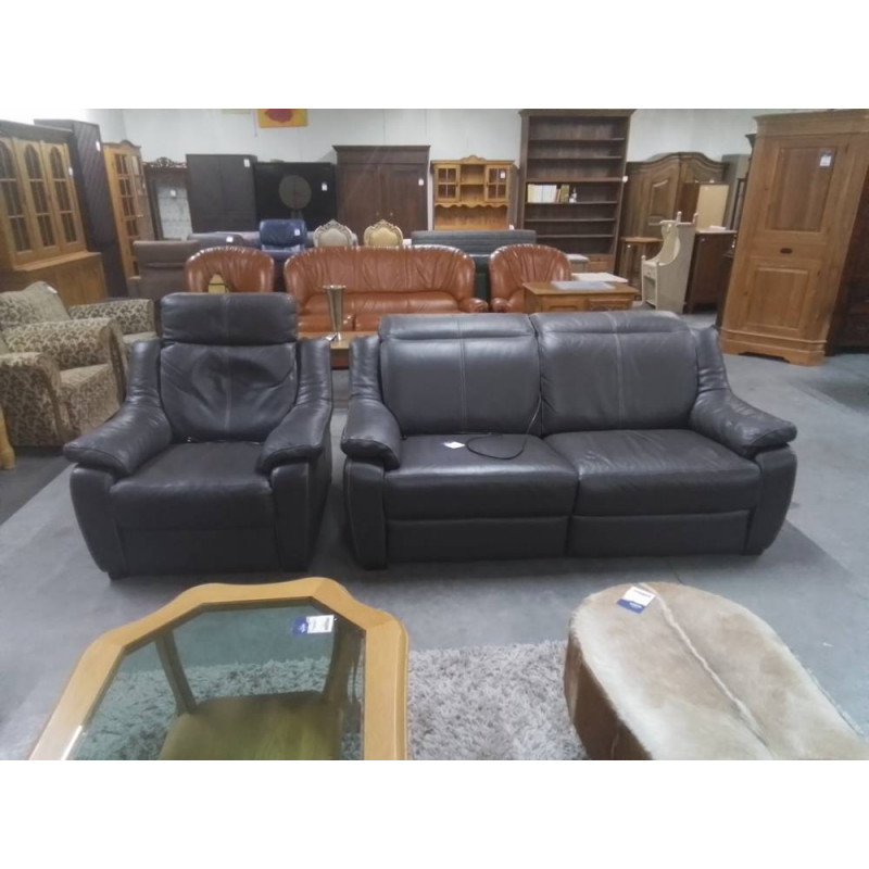 SALON 3+1 FULL ELECTRIQUE CUIR GRIS 1343