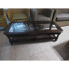 TABLE DE SALON BOIS DESSUS VERRE