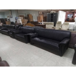 SALON 3+2+1 CUIR BLEU 9