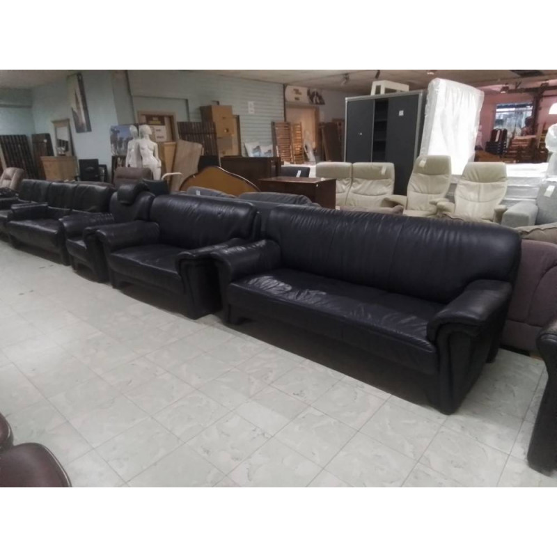 SALON 3+2+1 CUIR BLEU 9