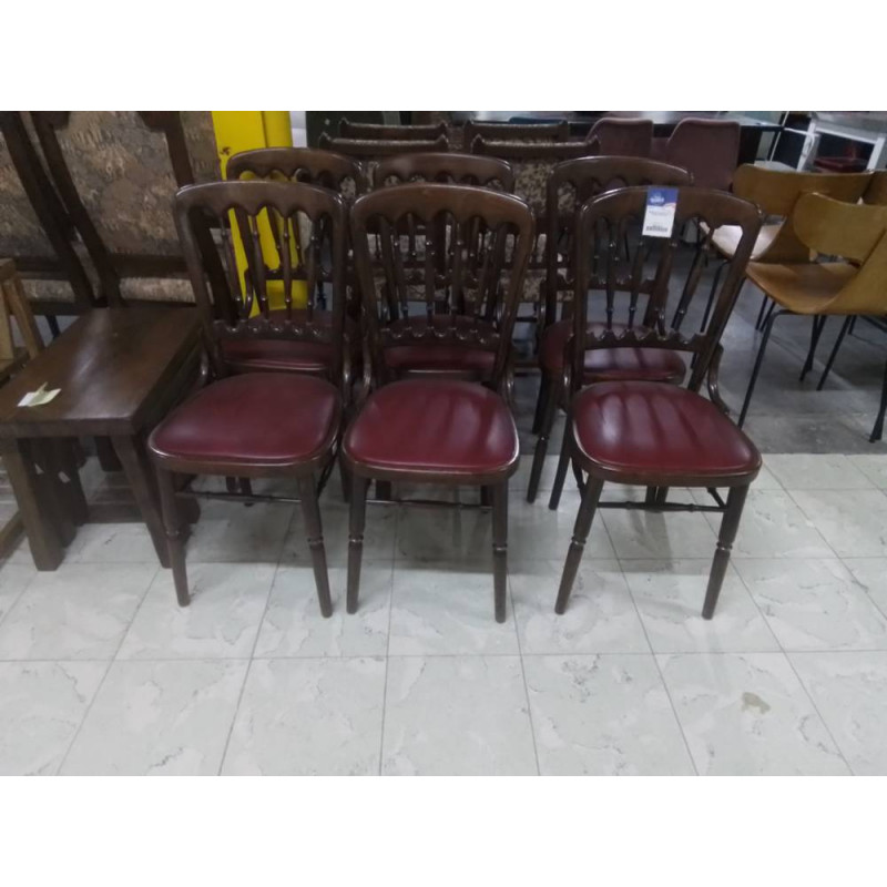 SERIE DE 6 CHAISES STYLE THONET BOIS & SKAI