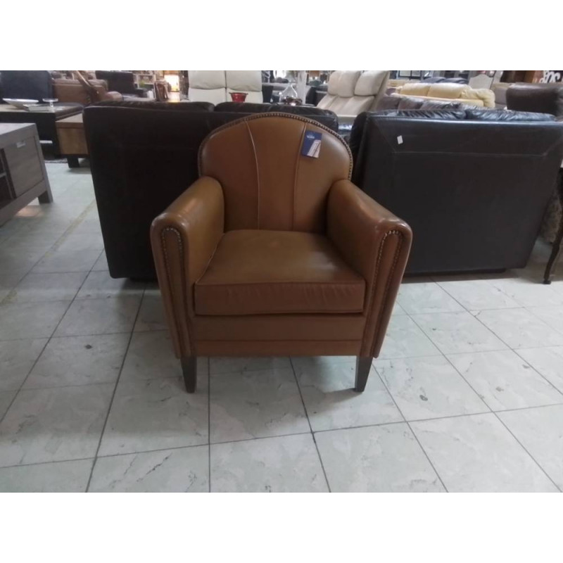 FAUTEUIL CLUB SIMILI CUIR BRUN 