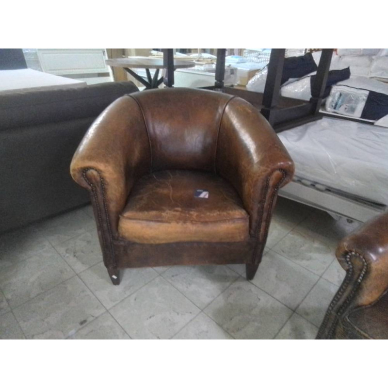 FAUTEUIL CLUB CUIR BRUN USE