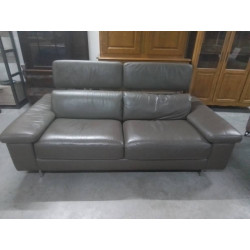 SALON BARDI ITALY CUIR GRIS 3+2 AVEC 3 RELAX ELECTRIQUES 
