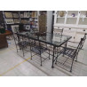 ENSEMBLE TABLE + 2 FAUTEUILS & 4 CHAISES FER FORGE